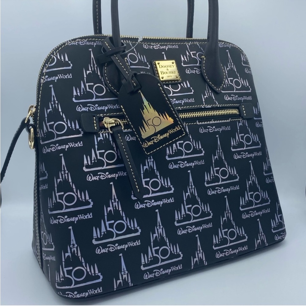 Dooney & Bourke Black Walt Disney World 50th Anniversary Leather Satchel…